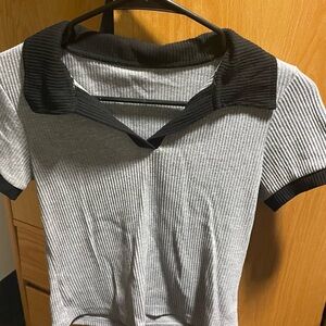 SHEIN Black and Gray Ribbed Top